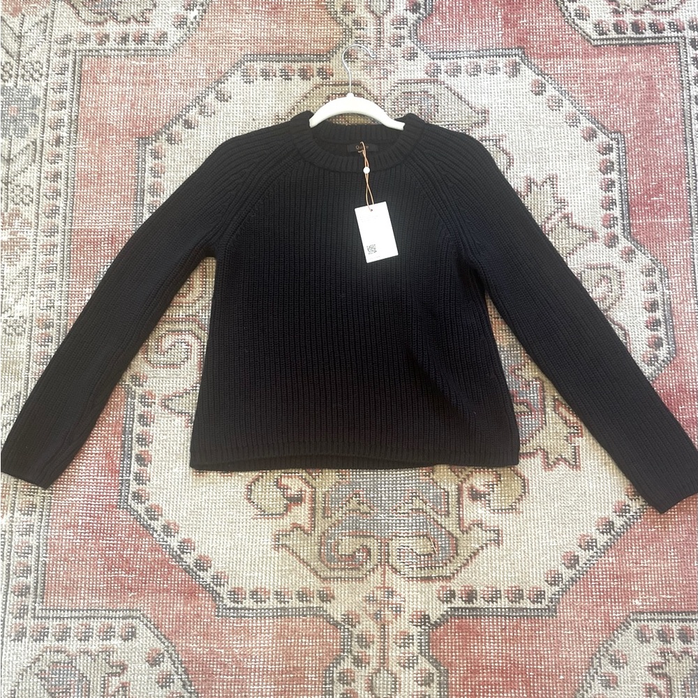 Quince fisherman sweater black small